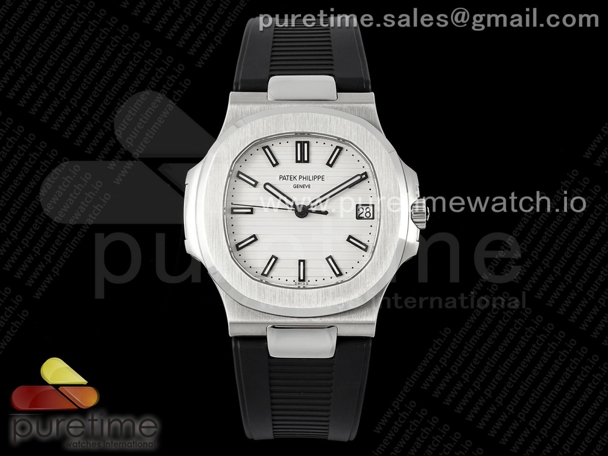 [PPF] Patek Philippe Nautilus 5711/1A White Textured Dial on Black Rubber Strap 324CS V5