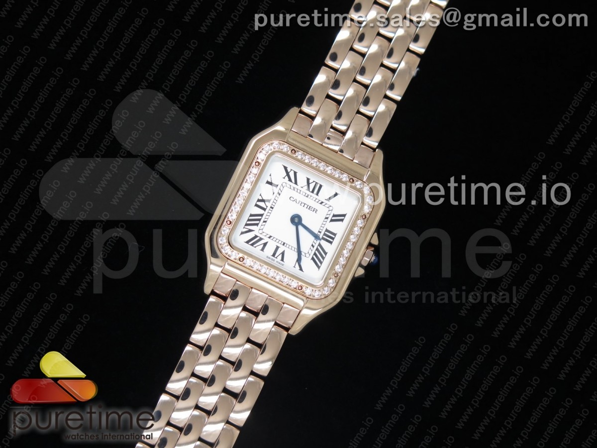 [K11] Cartier Panthère Secrete Ladies 27mm RG White Dial Diamonds Bezel on RG Bracelet Ronda Quartz