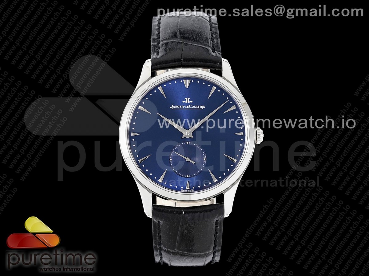 [ZF] Jaeger-LeCoultre Master Ultra Thin Small Second SS Blue Dial on Black Leather Strap A896