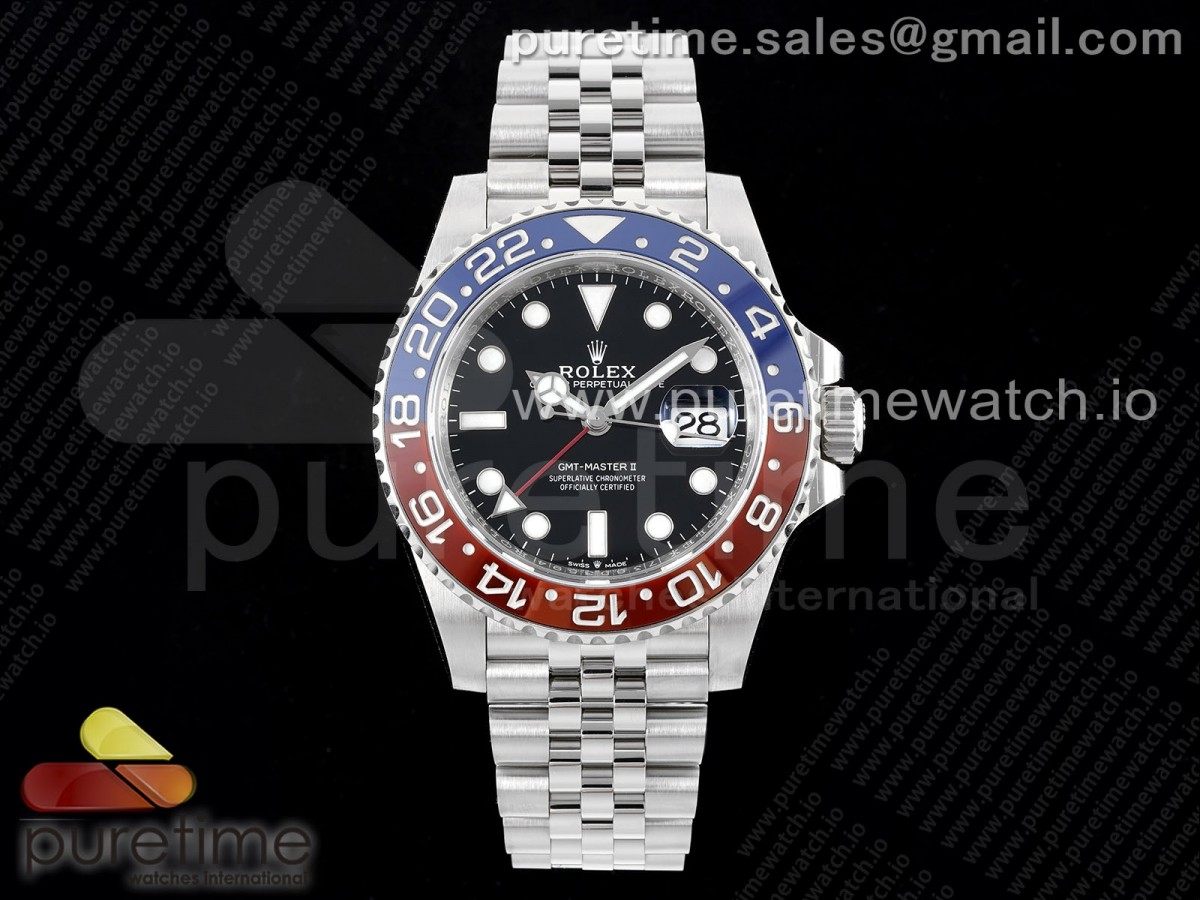 [C+] Rolex GMT Master II 126710 BLRO Pepsi 904L SS Black Dial on Jubilee Bracelet VR3285 CHS