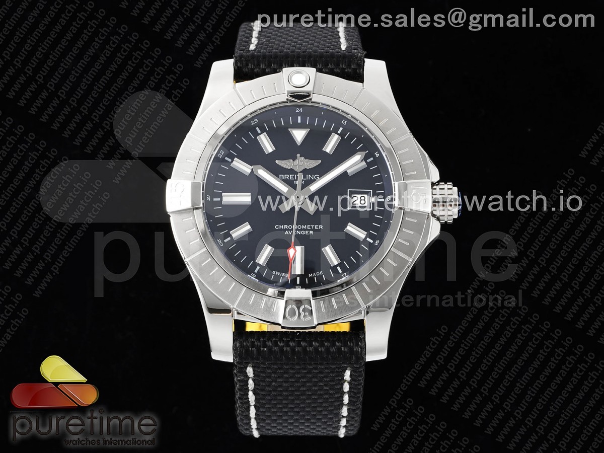 [TF] Breitling Avenger Automatic 43mm SS Black Dial on Black Nylon Strap A2824