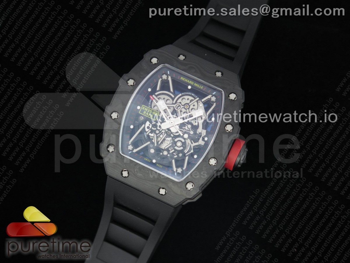 [KVF] Richard Mille RM035-02 Skeleton Dial Red on Black Rubber Strap MIYOTA8215 V3