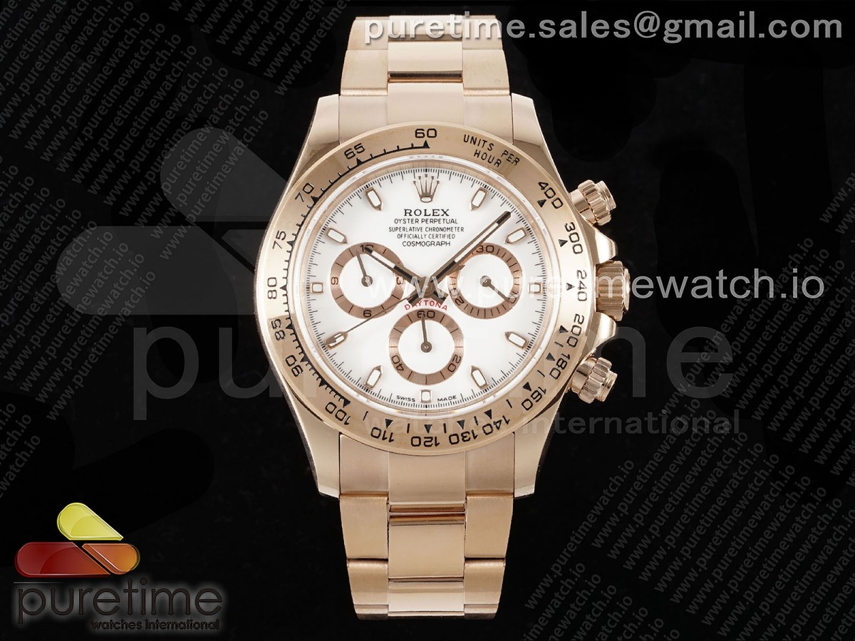 [QF] Rolex Daytona 116505 White Dial on RG Bracelet SH4130 V3 (Gain Weight)