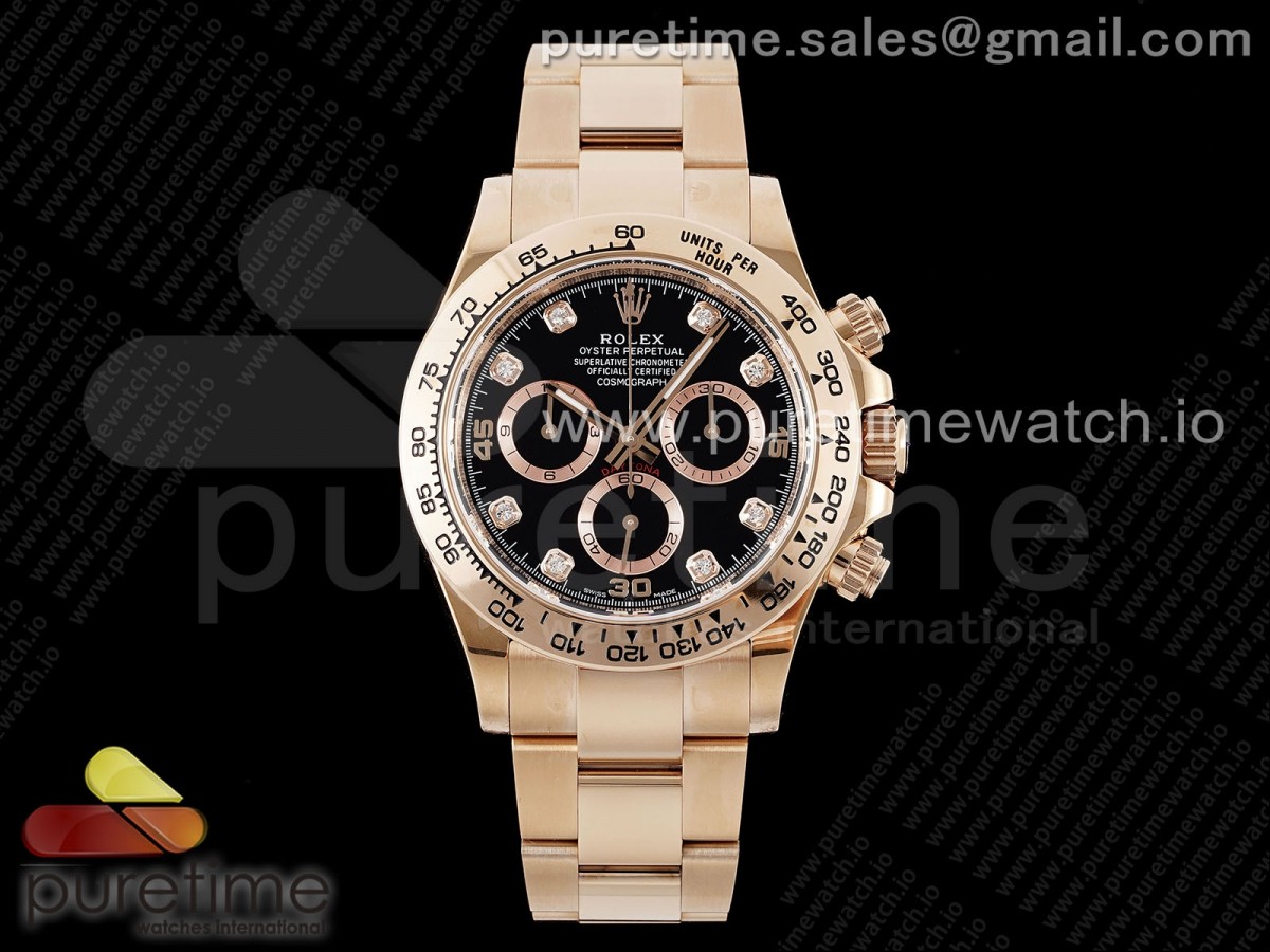 [BTF] Rolex Daytona 116505 Black Diamonds Dial on RG Bracelet SA4130