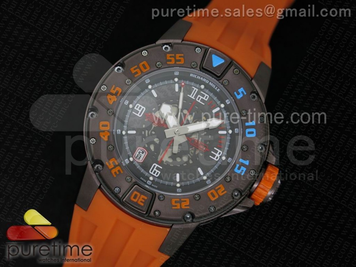 [RMF] Richard Mille RM028 47mm PVD Orange Skeleton Dial on Orange Rubber Strap A7750