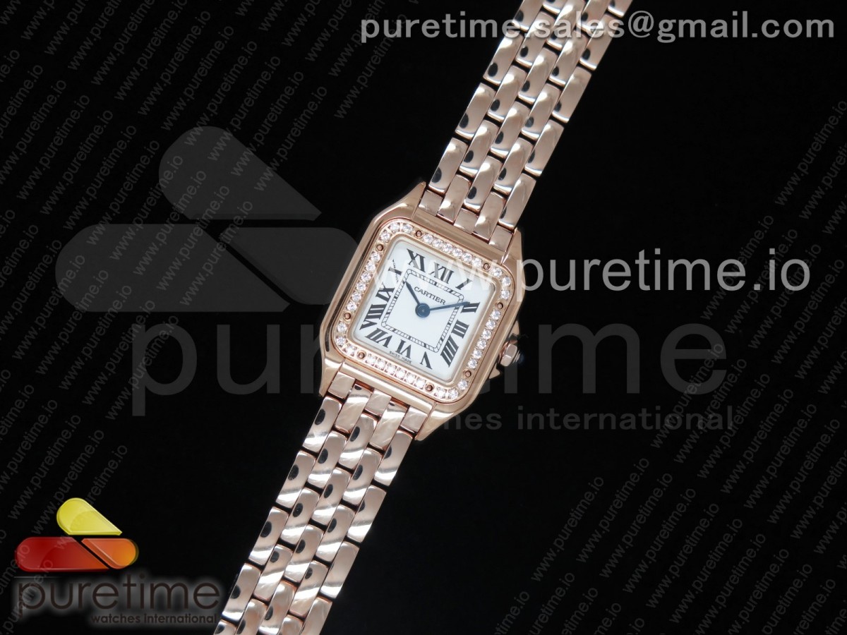 [K11] Cartier Panthère Secrete Ladies 22mm RG White Dial Diamonds Bezel on RG Bracelet Ronda Quartz