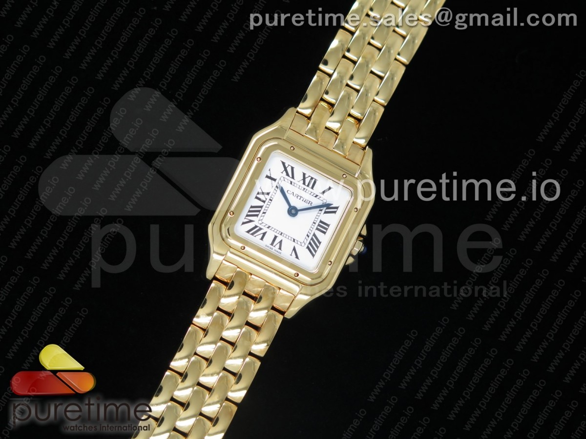 [K11] Cartier Panthère Secrete Ladies 27mm YG White Dial on YG Bracelet Ronda Quartz