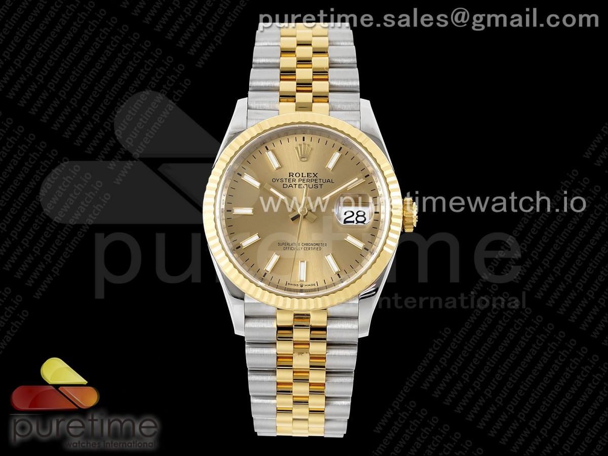 [VSF] Rolex DateJust 36 SS 116233 904L Steel YG Stick Dial on Jubilee Bracelet VS3235