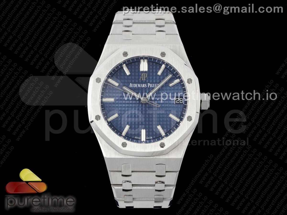 [ZF] Audemars Piguet Royal Oak 41mm 15500 SS Blue Textured Dial on SS Bracelet SA4302 Super Clone V3