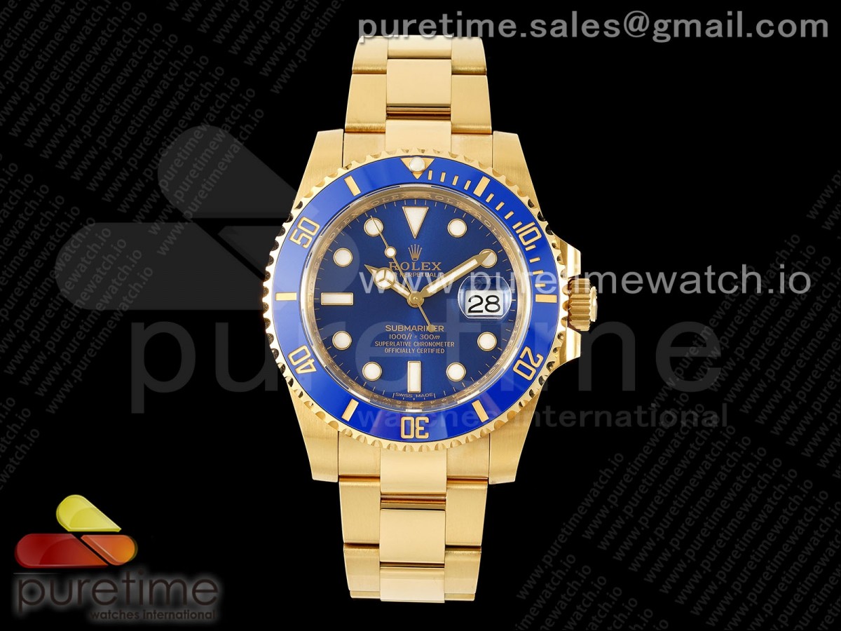 [Clean] Rolex Submariner 116618 LB Blue Ceramic YG Plated 904L Steel VR3135