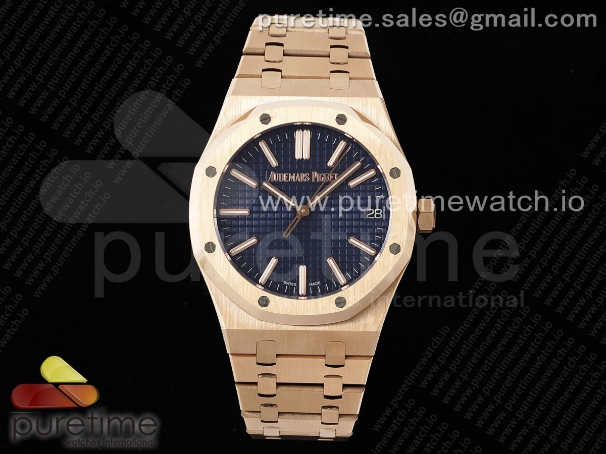 [BF] Audemars Piguet Royal Oak 41mm 15500 RG Blue Textured Dial on SS Bracelet A4302