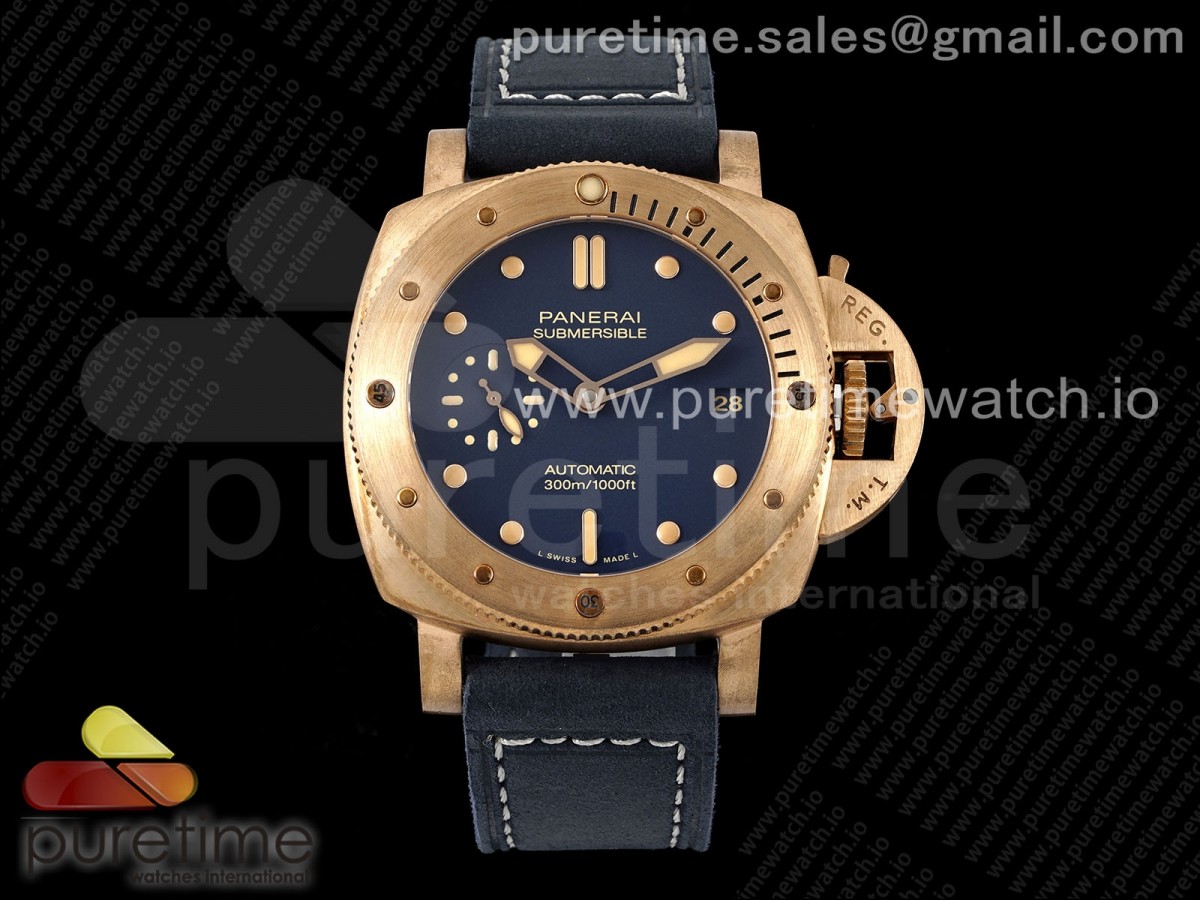 [VSF] Panerai PAM1074 W Bronzo Blue Dial on Blue Calfskin Strap P.900 Clone