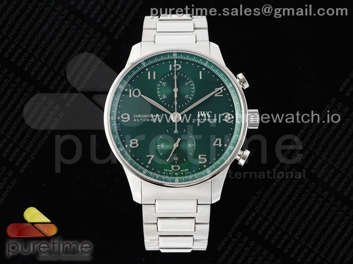 [ZF] IWC Portuguese Chrono IW3716 Green Dial on SS Bracelet A69355