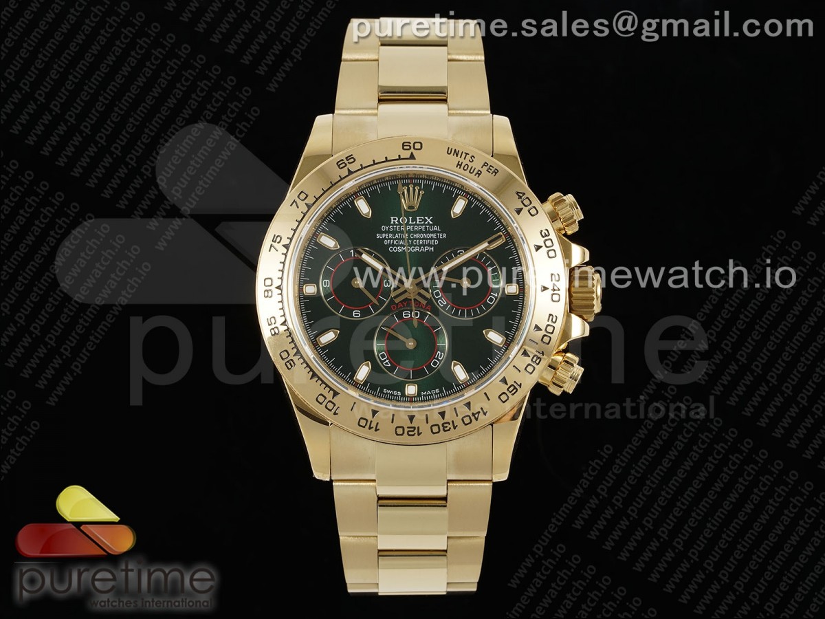 [QF] Rolex Daytona 116508 Green Dial on YG Bracelet SH4130 V3 (Gain Weight)