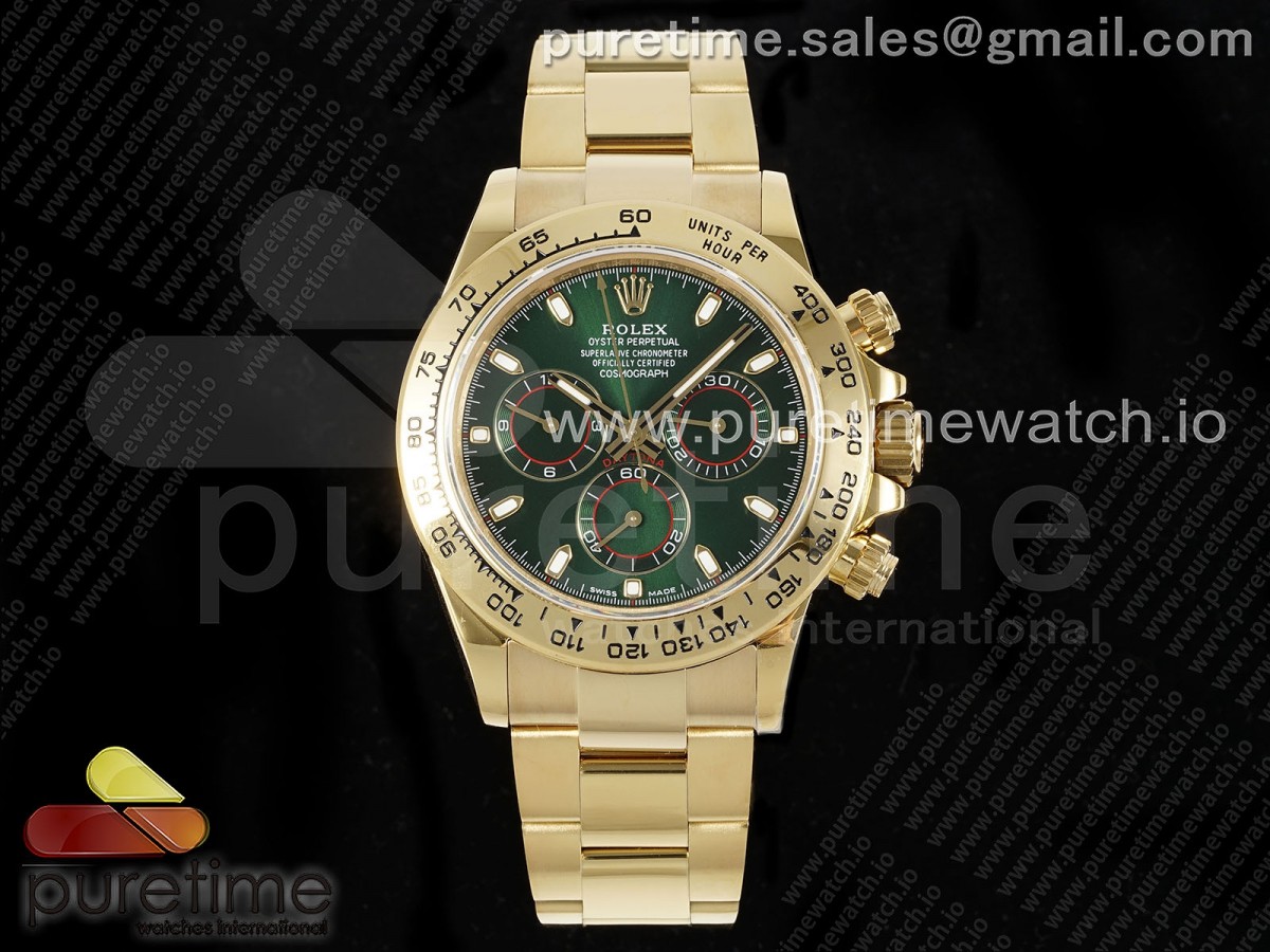 [QF] Rolex Daytona 116508 Green Dial on YG Bracelet SH4130 V3 (Gain Weight)