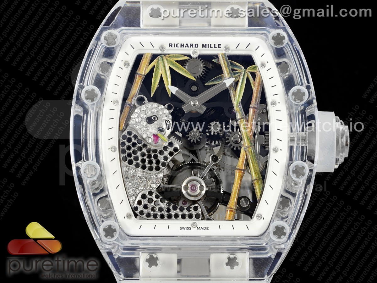 [RMF] Richard Mille RM026 Transparent Tourbillon Panda Skeleton Dial on Rubber Strap