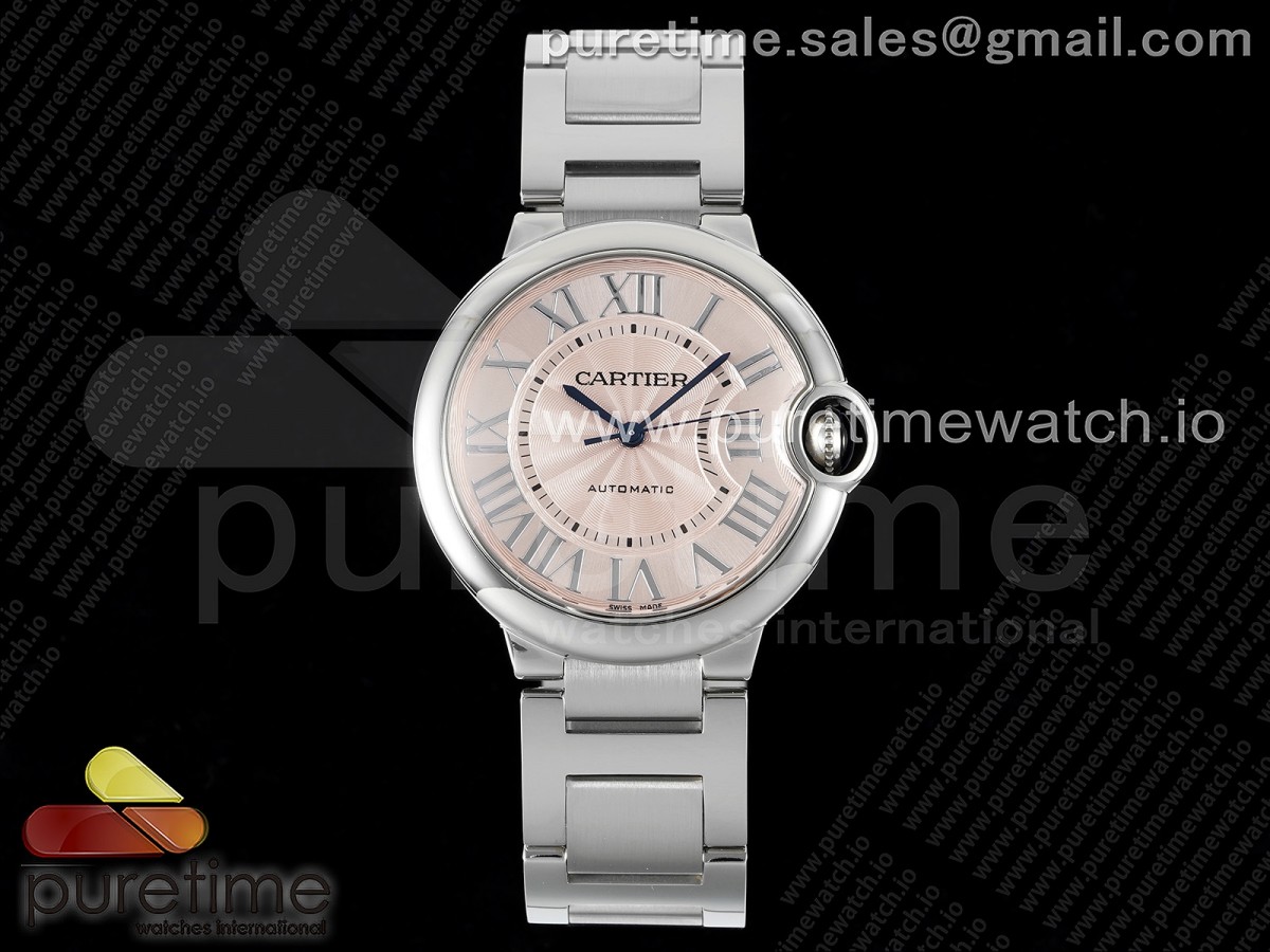 [3KF] Cartier Ballon Bleu 36mm SS Pink Dial on SS Bracelet A076