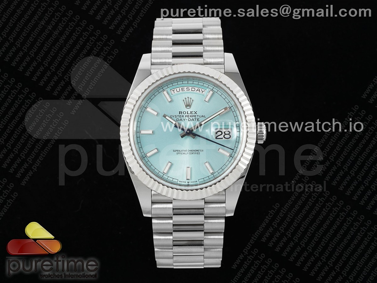 [ARF] Rolex Day Date 40 SS 228236 Ice Blue Dial Stick Markers on President Bracelet VR3255