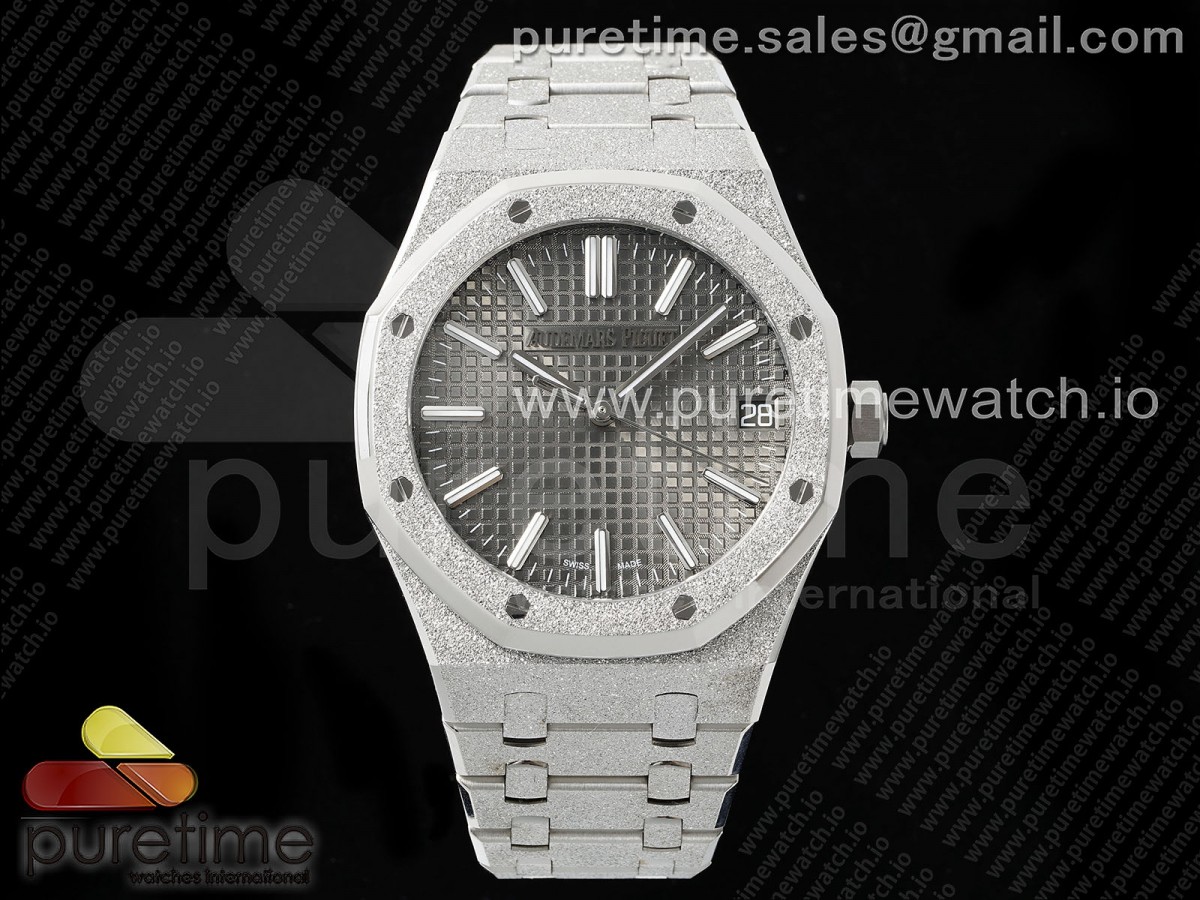 [APSF] Audemars Piguet Royal Oak 41mm 15500 Frosted SS Gray Textured Dial on SS Bracelet SA4302 Super Clone V2