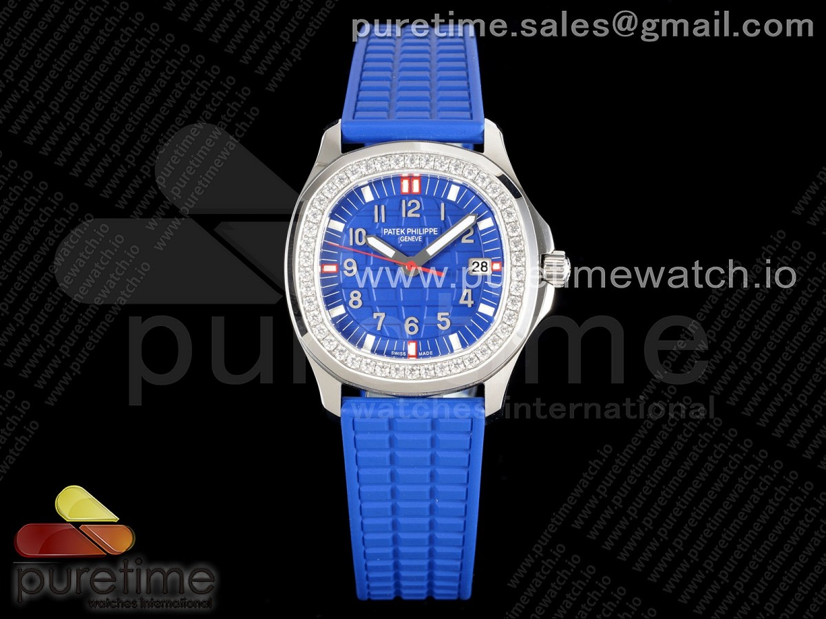 [PPF] Patek Philippe Aquanaut 5067A SS Blue Textured Dial Red Hand on Blue Rubber Strap RONDA Quartz