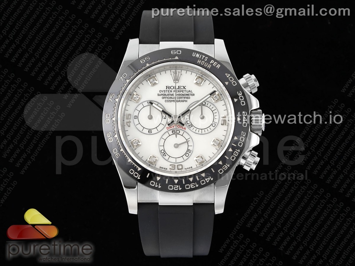 [QF] Rolex Daytona 116519 White Diamonds Dial on Oysterflex Strap SA4130 V2