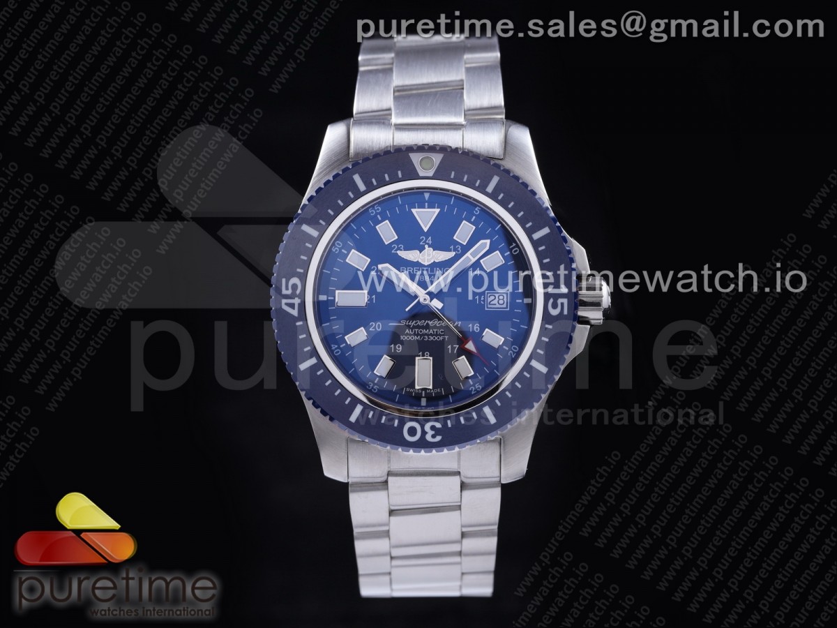 [TF] Breitling Superocean 44mm Special Blue Dial on SS Bracelet A2824