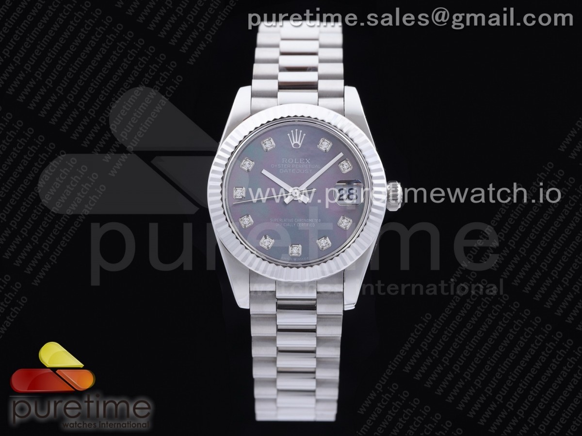 [GMF] Rolex DateJust 31 Ladies 278289 316L Steel Gray MOP Dial Diamonds Markers on President Syle Bracelet