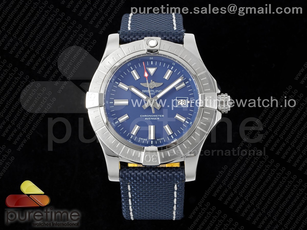 [TF] Breitling Avenger Automatic 43mm SS Blue Dial on Blue Nylon Strap A2824