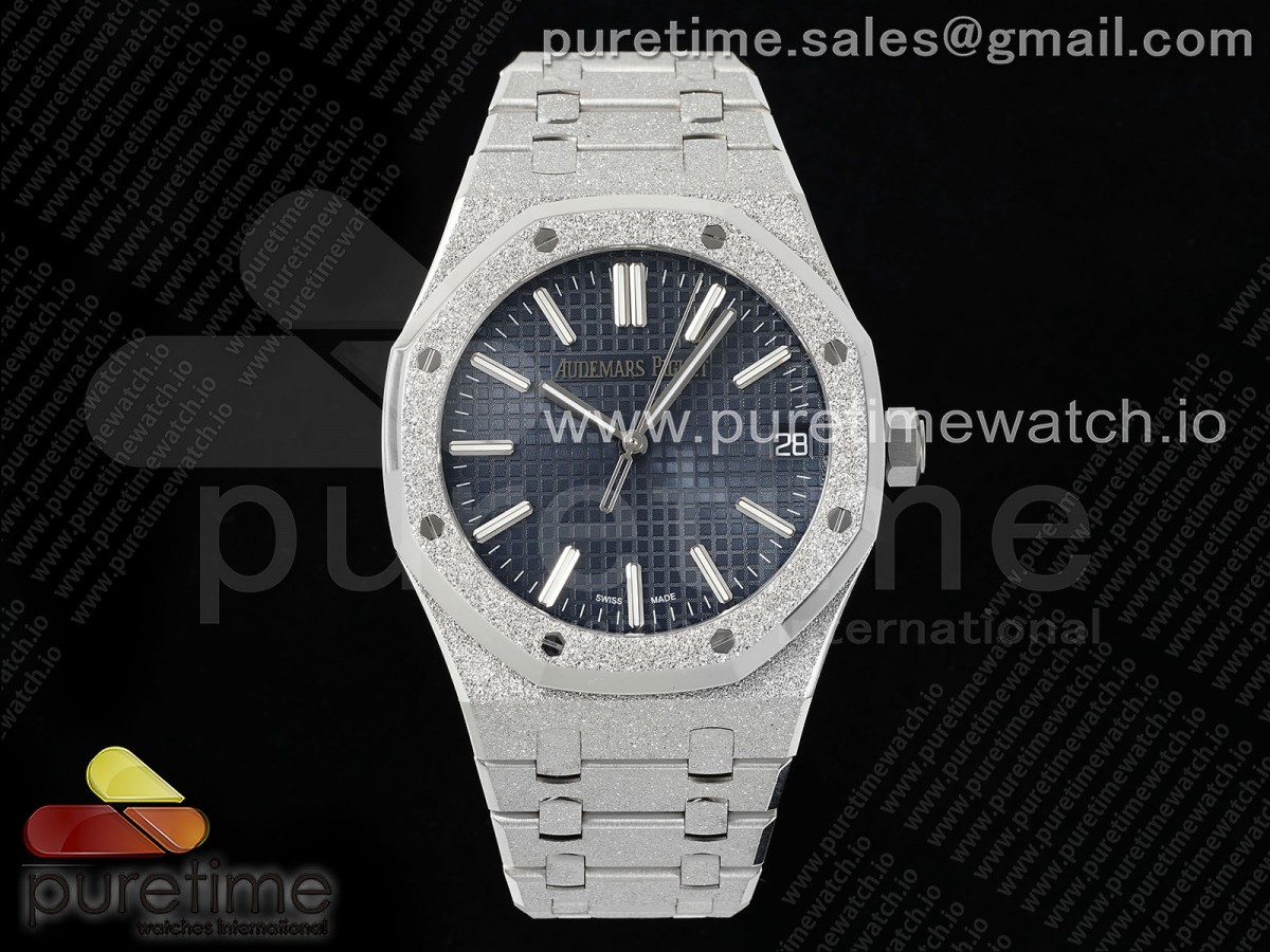 [APSF] Audemars Piguet Royal Oak 41mm 15500 Frosted SS Blue Textured Dial on SS Bracelet SA4302 Super Clone V2