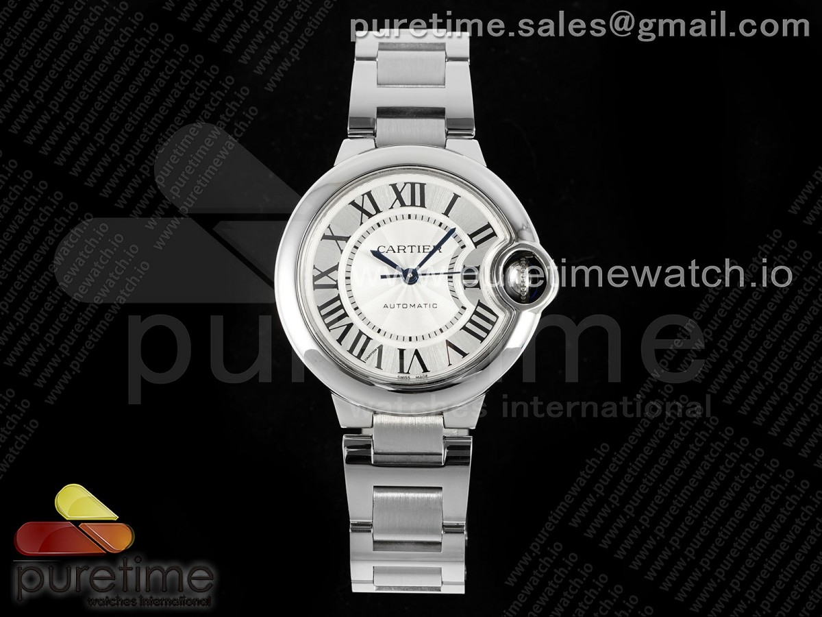 [CHF] Cartier Ballon Bleu 33mm SS White Texture Dial on SS Bracelet NH05A