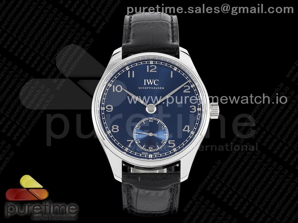 [ZF] IWC Portuguese IW358305 SS Blue Dial on Black Leather Strap A82200