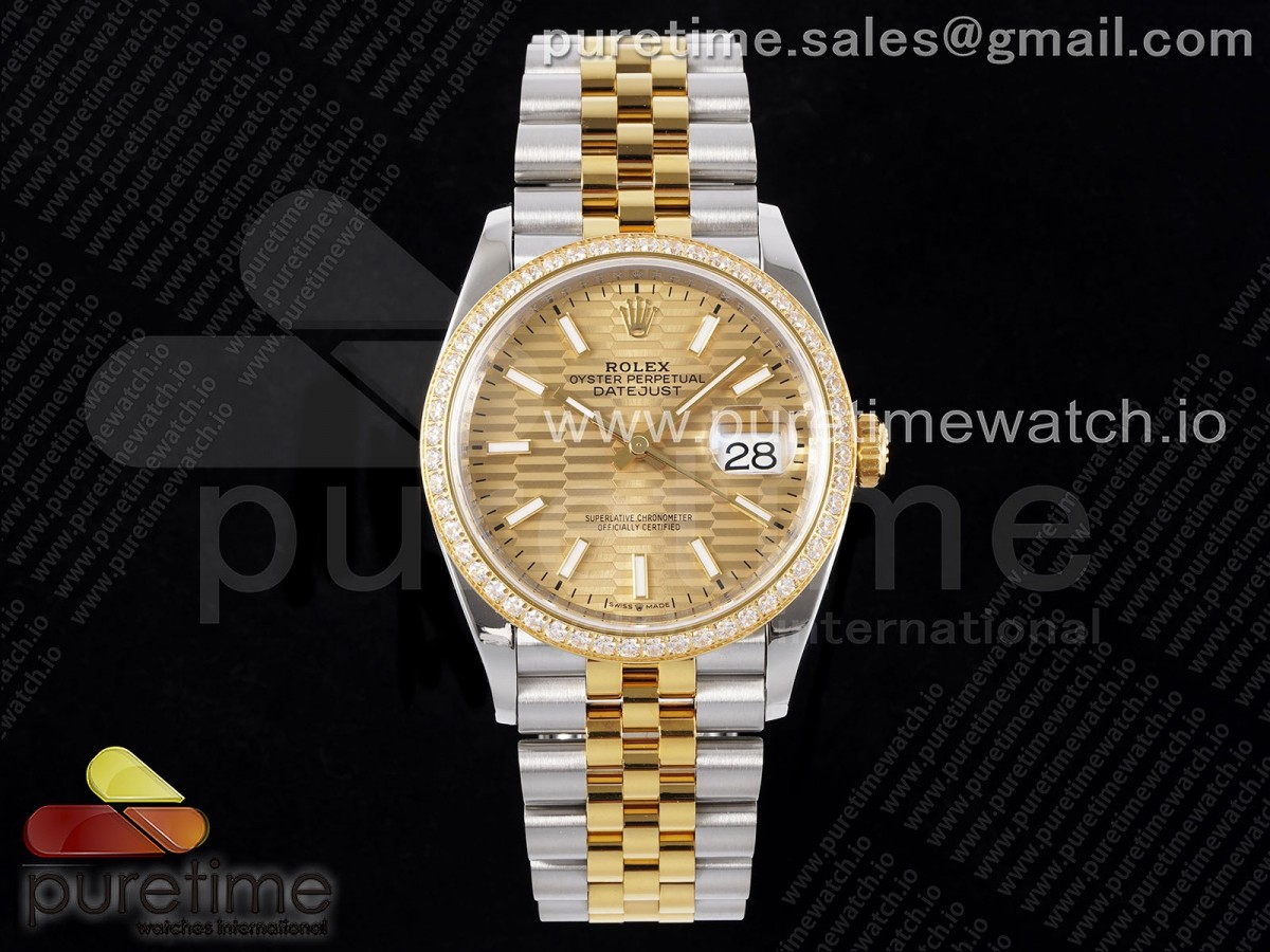 [VSF] Rolex DateJust 36 SS 126283rbr 904L Steel YG Textured Dial on Jubilee Bracelet VS3235