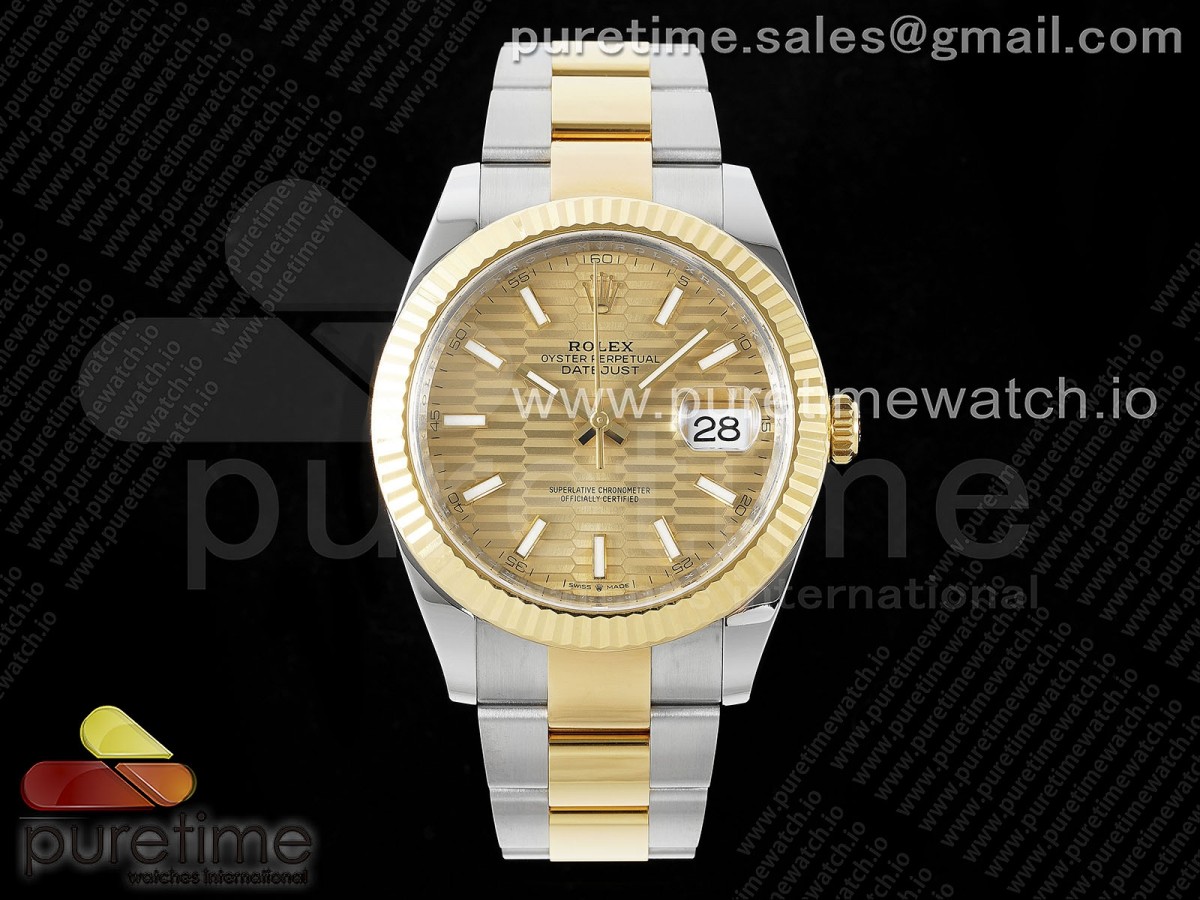 [Clean] Rolex DateJust 41 126333 904L Steel YG Textured Dial on SS/YG Oyster Bracelet VR3235