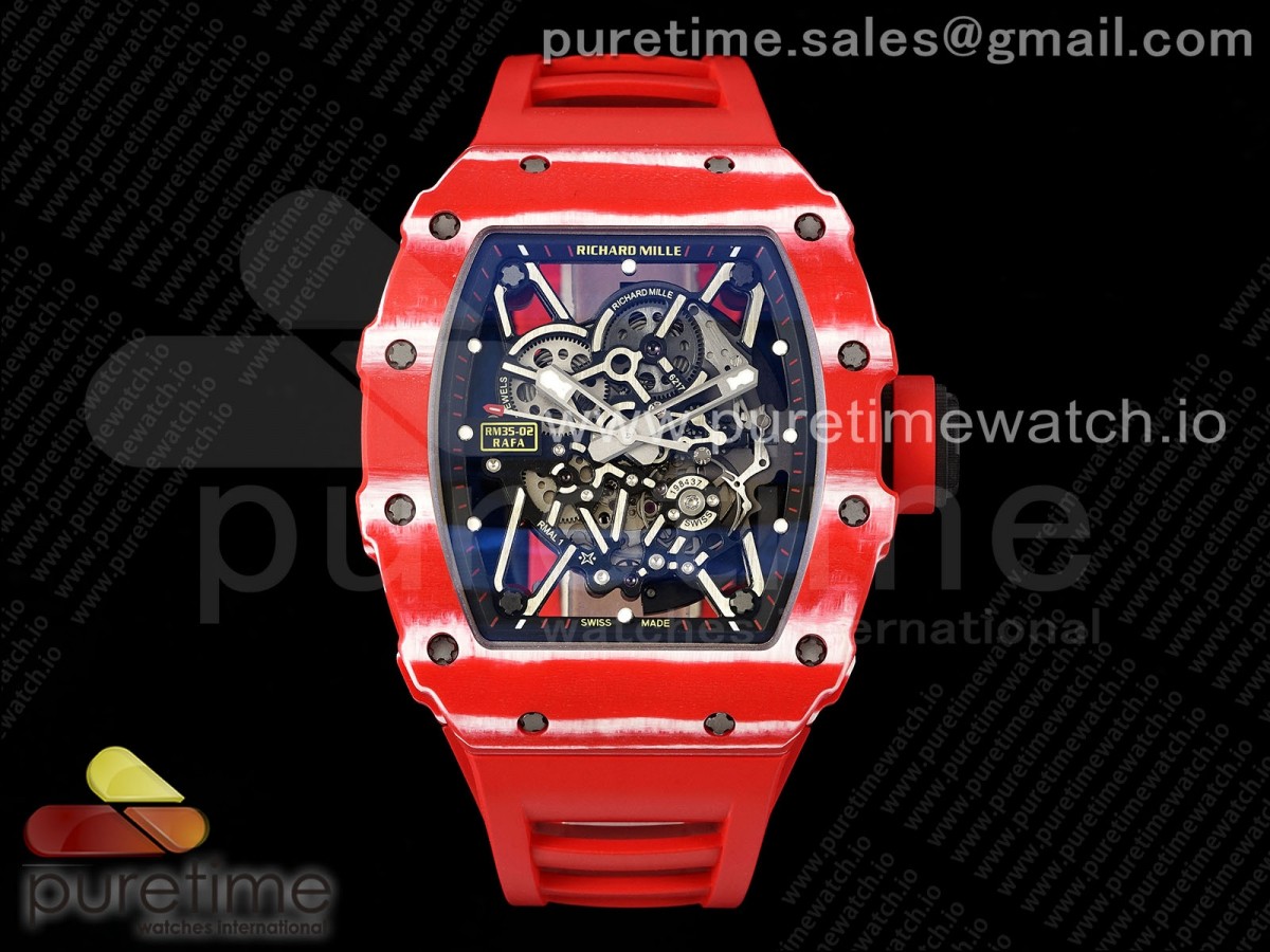 [ZF] Richard Mille RM035-02 Red Carbon Skeleton Dial on Red Rubber Strap NH05A V5