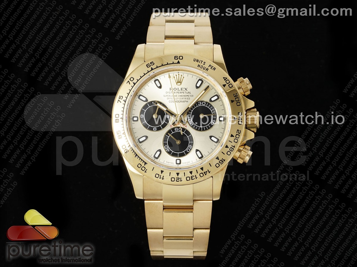 [QF] Rolex Daytona 116508 YGBlack Dial on YG Bracelet SH4130 V3 (Gain Weight)