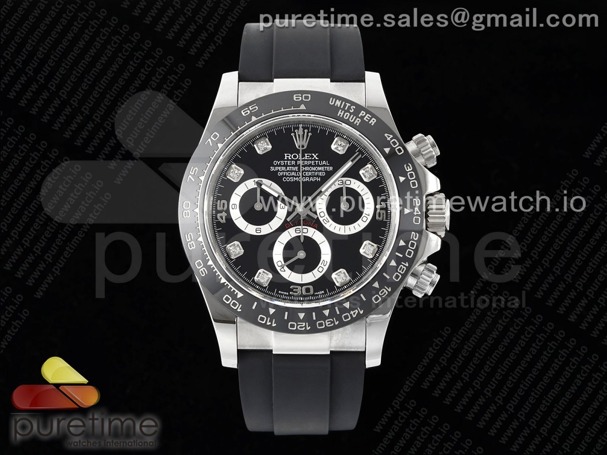 [QF] Rolex Daytona 116519 Black Diamonds Dial on Oysterflex Strap SA4130 V2