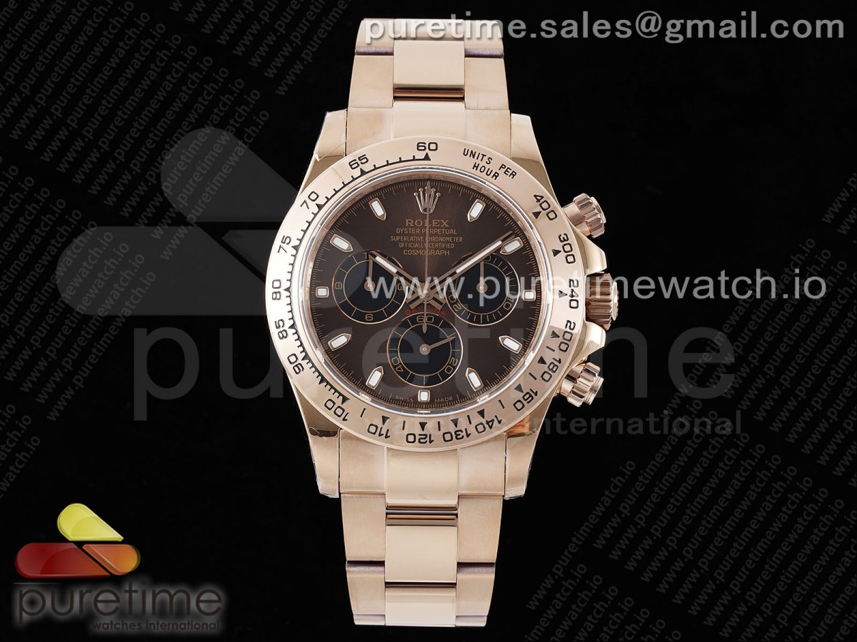 [QF] Rolex Daytona 116505 Brown Dial on RG Bracelet SA4130 V2