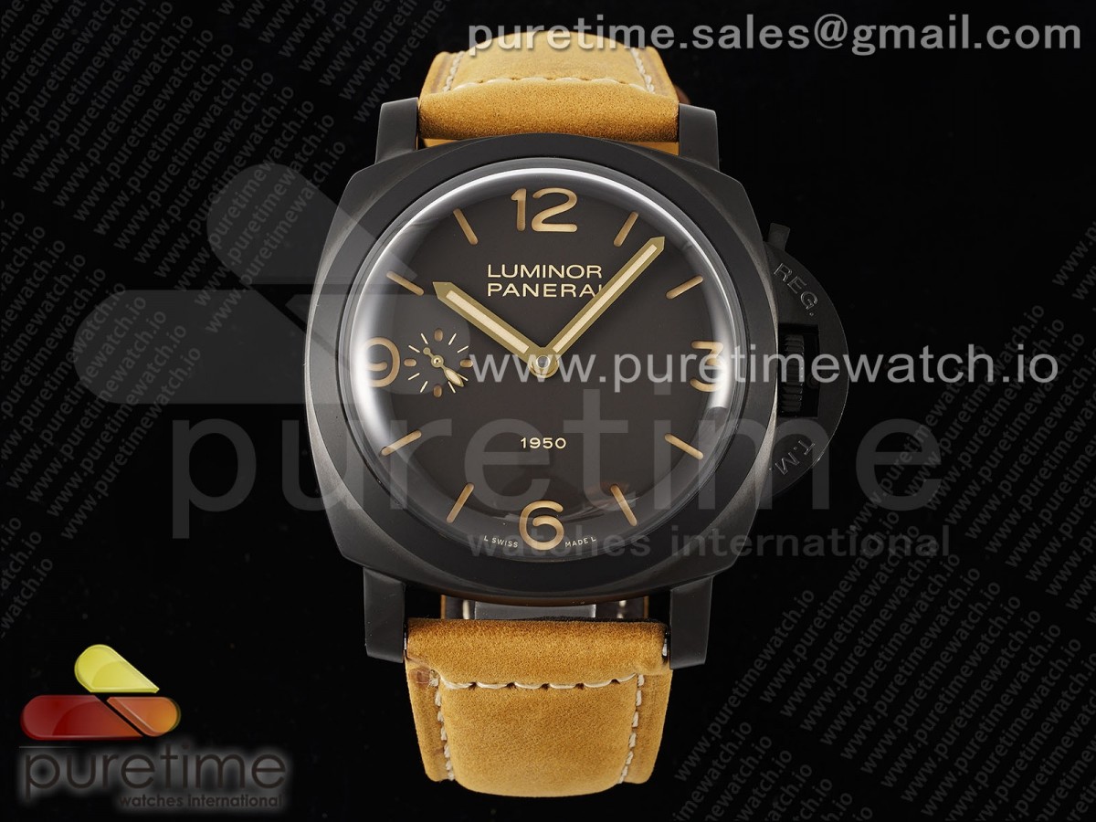 [HWF] Panerai PAM375 N PVD on Brown Leather Strap P3000