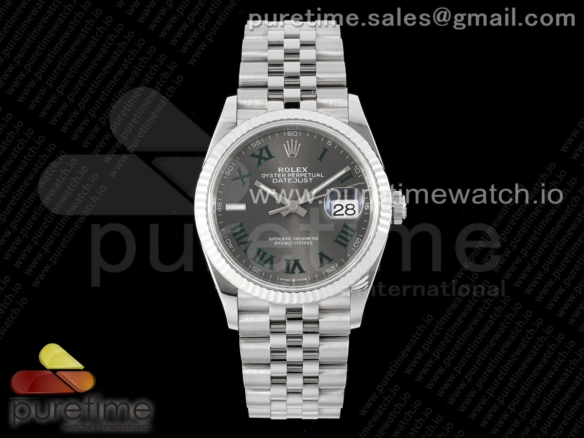 [VSF] Rolex DateJust 36 SS 126234 904L Steel Gray Green Roman Dial on Jubilee Bracelet VS3235