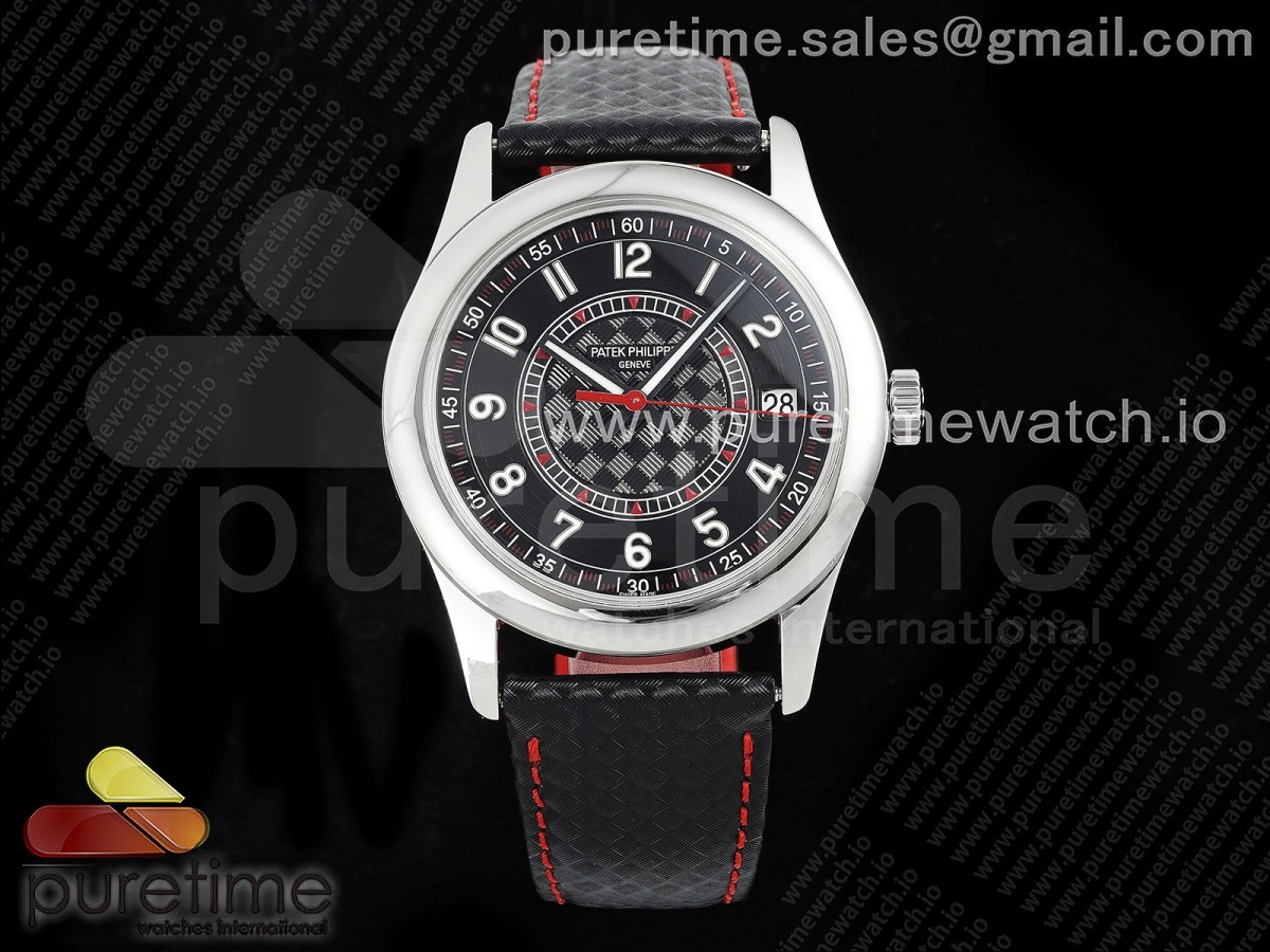 [PPF] Patek Philippe Calatrava 6007G SS Black/Red Dial on Black Leather Strap 330CS