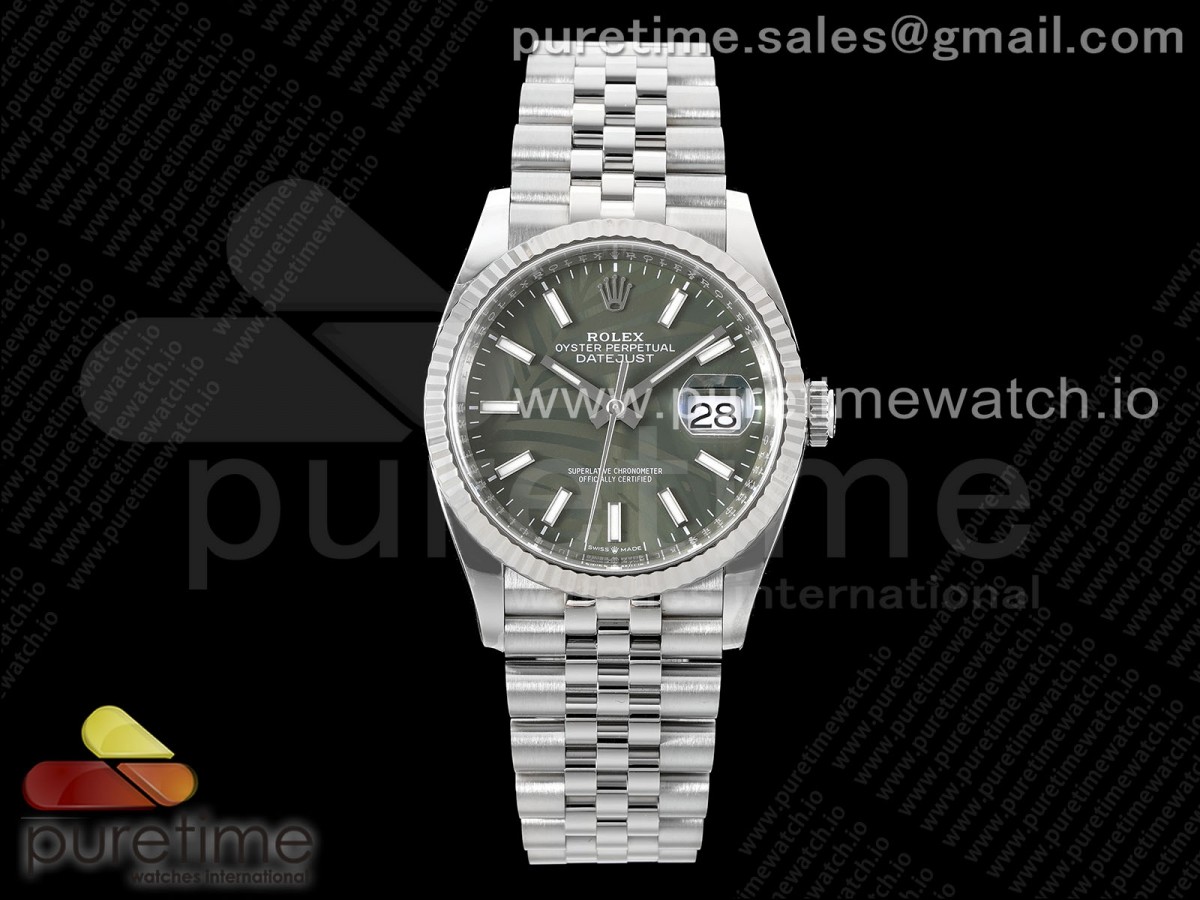 [Clean] Rolex DateJust 36 126234 904L Steel Green Leaf Dial on Jubilee Bracelet VR3235