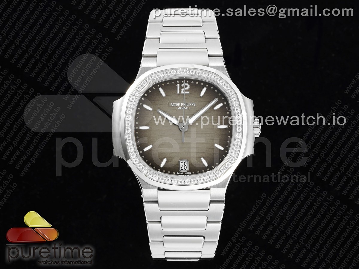 [3KF] Patek Philippe Nautilus 7118 Ladies Gray Dial Diamonds Bezel on SS Bracelet A324 Super Clone