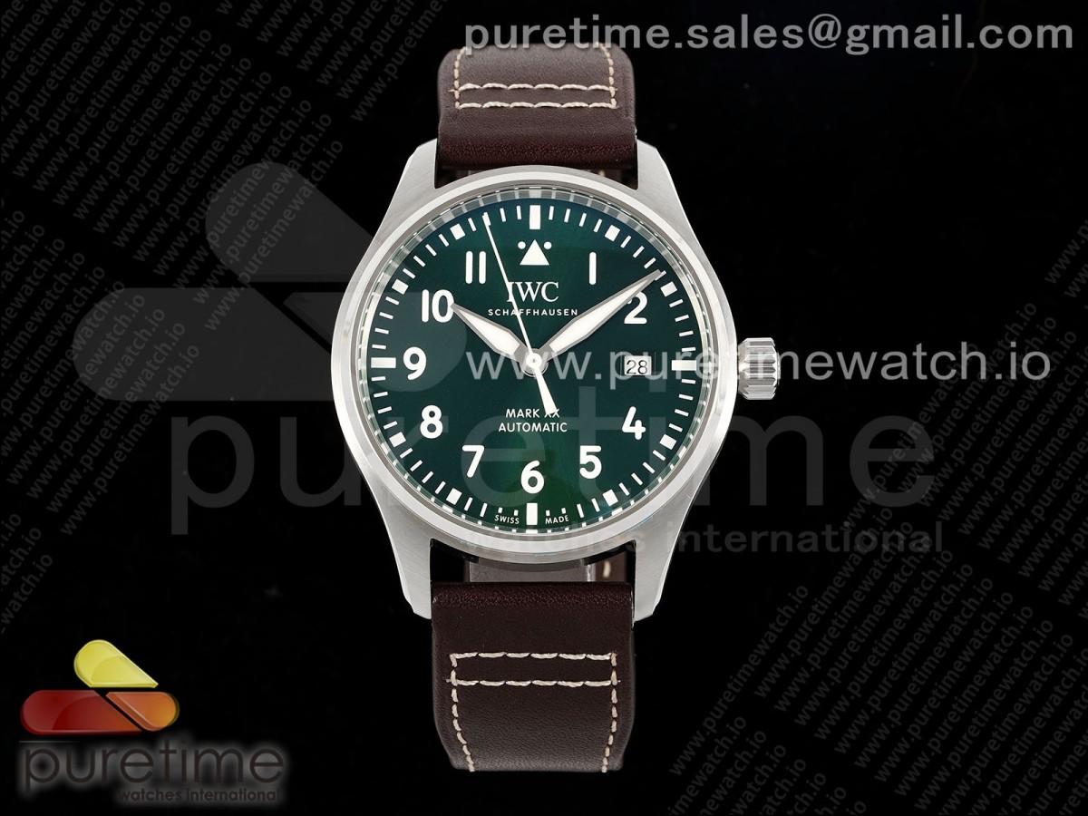 [ZF] IWC Pilot Mark XX IW328205 Green Dial on Brown Leather Strap A32111