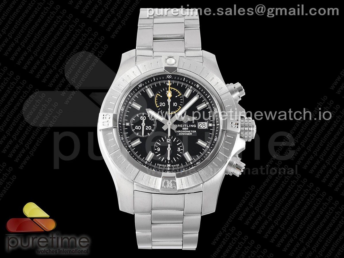 [TF] Breitling Avenger Chrono SS Black Dial on SS Bracelet A7750