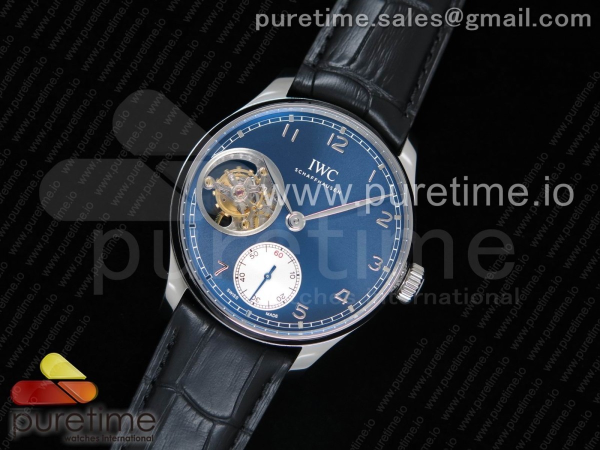 [ZF] IWC Portuguese Tourbillon IW5463 SS Blue Dial on Black Leather Strap