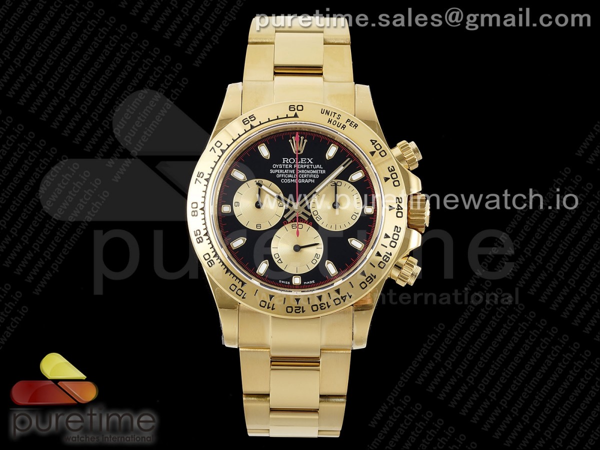 [QF] Rolex Daytona 116508 Black/YG Dial on YG Bracelet SA4130 V2