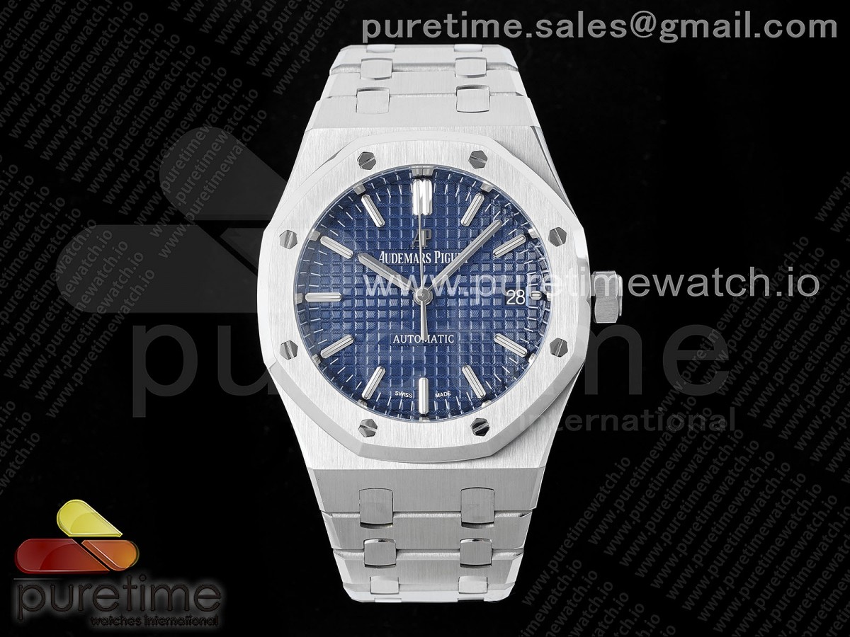 [ZF] Audemars Piguet Royal Oak 37mm 15450 SS Blue Textured Dial on SS Bracelet SA3120 Super Clone