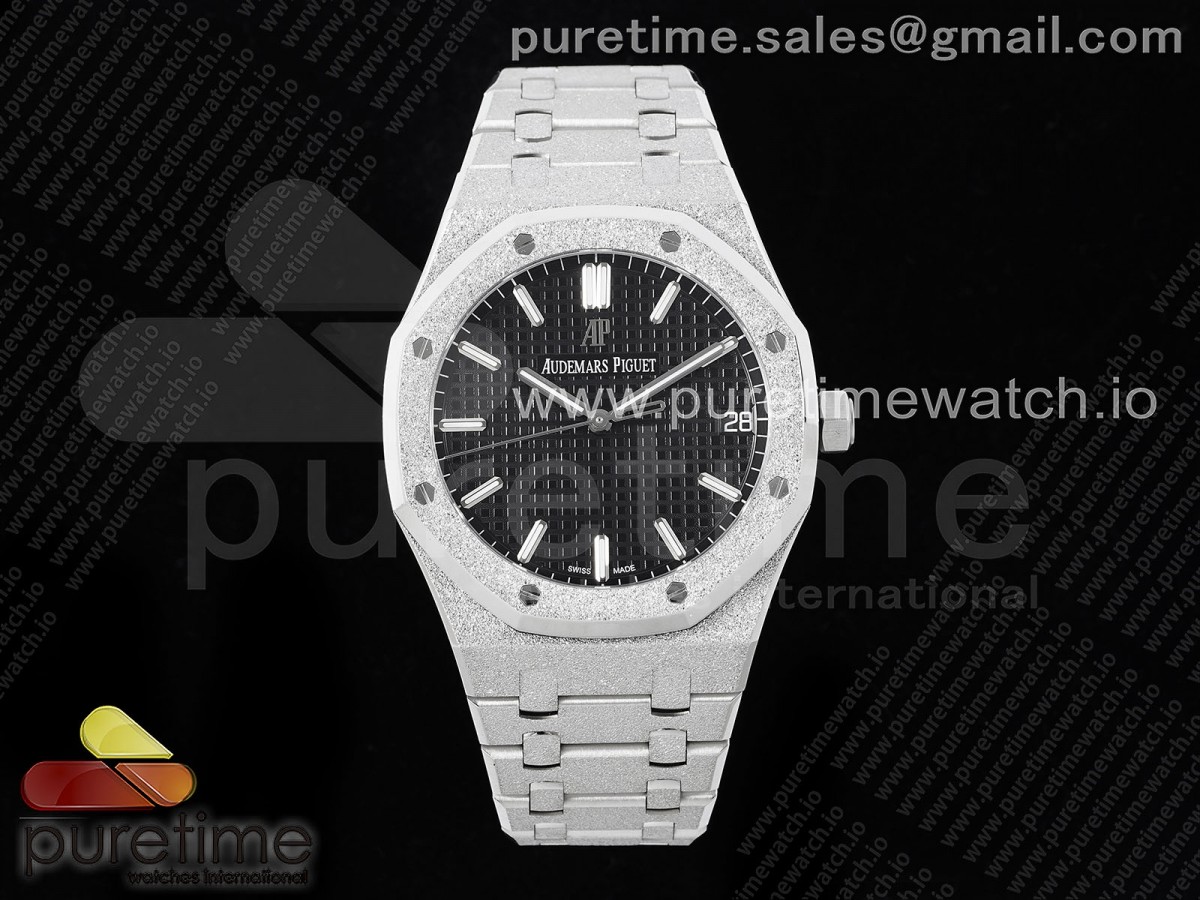 [APSF] Audemars Piguet Royal Oak 41mm 15500 Frosted SS Black Textured Dial on SS Bracelet SA4302 Super Clone