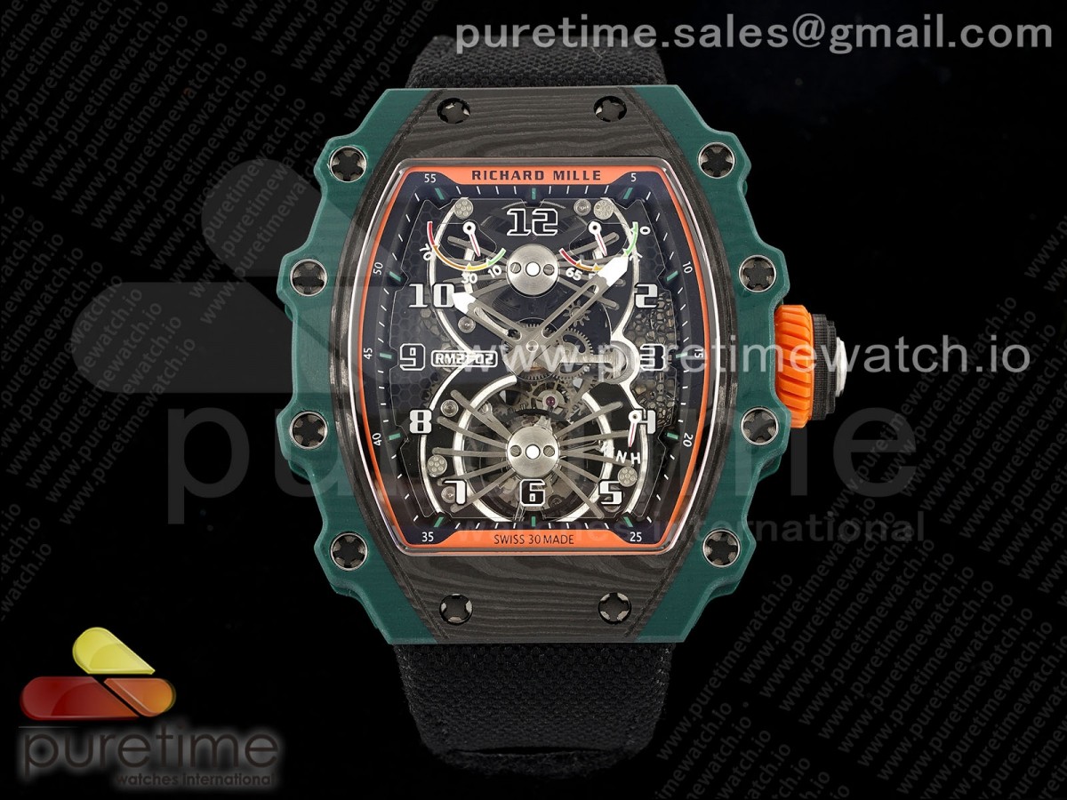 [RMF] Richard Mille RM21-02 Tourbillon NTPT Skeleton Dial on Black Nylon Strap