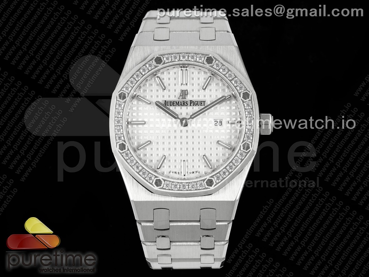 [ZF] Audemars Piguet Lady Royal Oak 33mm SS White Dial Diamonds Bezel on SS Bracelet ETA Quartz